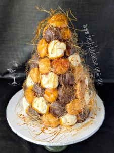 Croquembouche wedding centrepiece created for an Adelaide wedding by Tasty Bakes & Wedding Cakes.